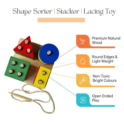 Nesta Toys Shape Sorter | Stacker | Lacing Toy - Multicolor