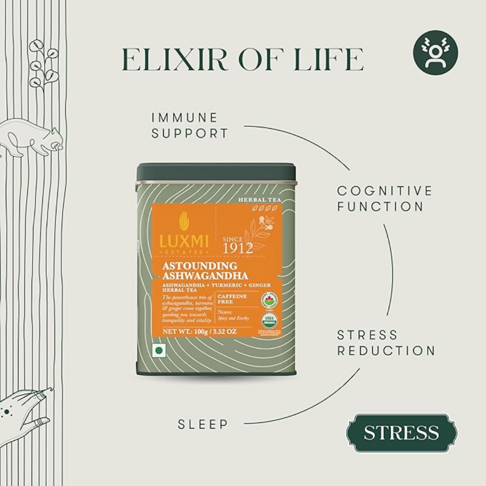 Luxmi Estates Astounding Ashwagandha – Certified Organic Herbal Infusion