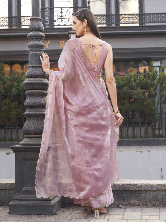 Tikhi Imli Embellished Mukaish Poly Chiffon Saree