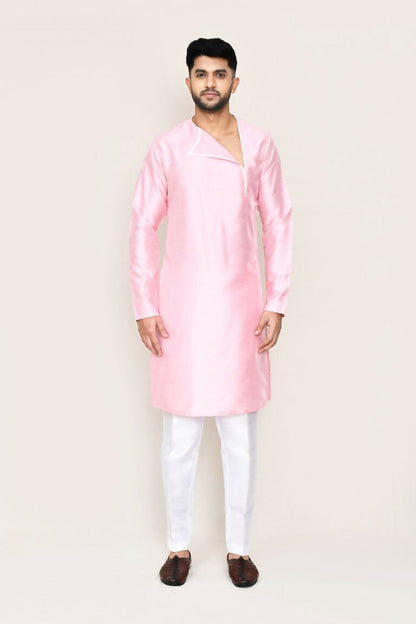 Joban Fashion Pink Colored Art Silk Fabric Kurta With Straight Fit Pant