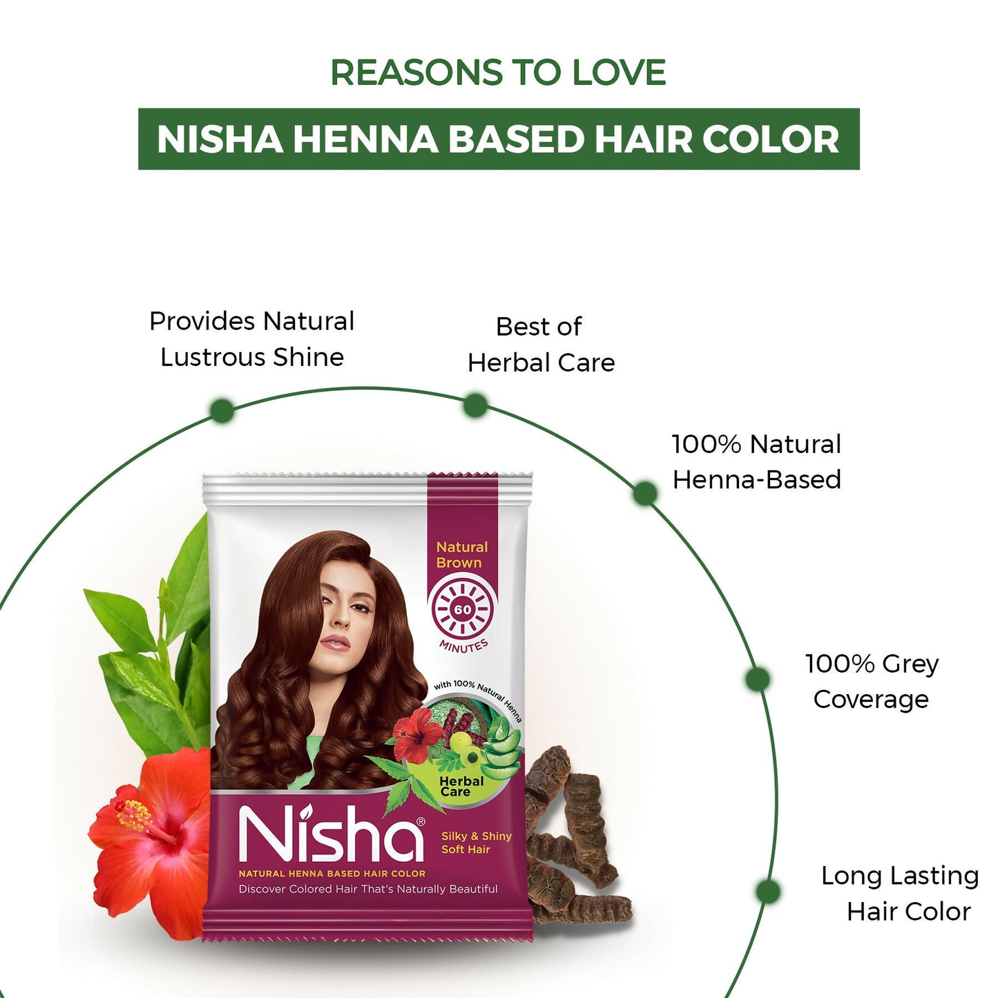 Nisha Henna Based Hair Colour For Women & Men Natural Brown