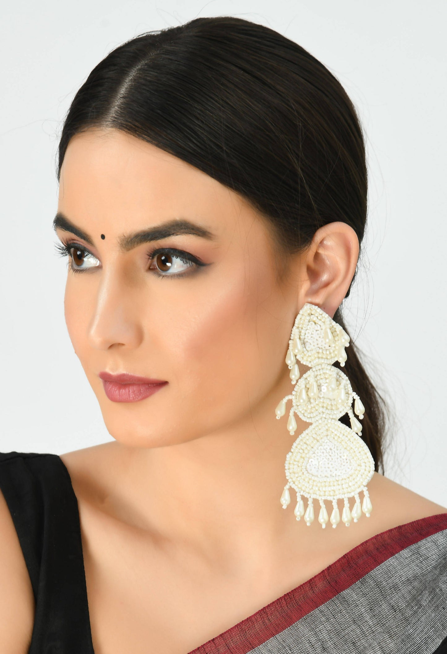 Mominos Fashion Johar Kamal Handicraft Off White Pearls Earrings