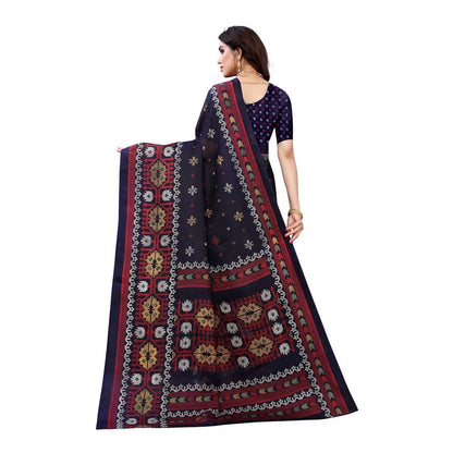 Vamika Printed Jute Silk Navy Blue Saree (Namita Navy)