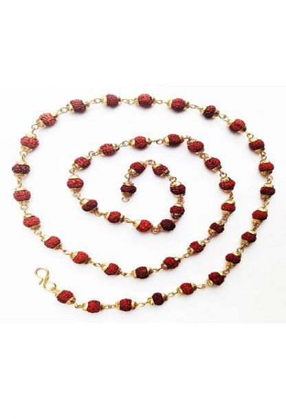 Mominos Fashion Joharkamal Gold-Polished Statement Rudraksha Mala Long Necklace (Golden)