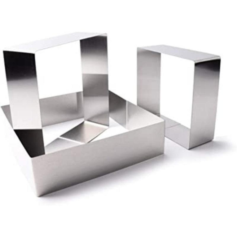 Stainless Square Shaped Steel Cake Ring  | Set of 9