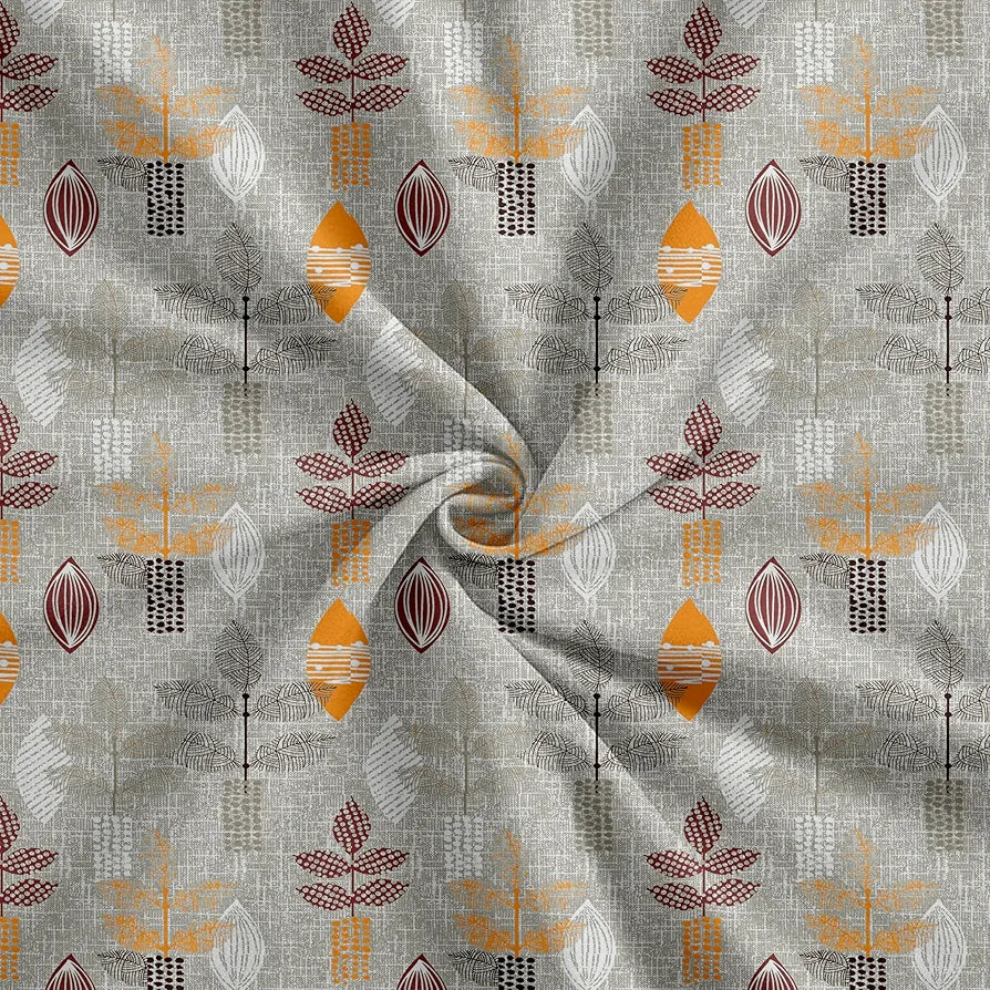 Trance Home Linen Pure 100% Cotton 144TC Printed King Fitted Bedsheet with 2 Pillow Covers Textured Leaves Colour Maroon