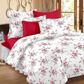 Huesland by Ahmedabad Cotton 144 TC Cotton King Size Bedsheet with 2 Pillow Covers - White, Pink