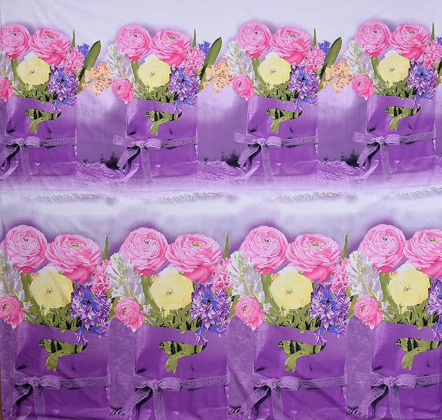 Homefab India 160 Tc Polycotton Double Bedsheet with 2 Pillow Covers Floral Purple