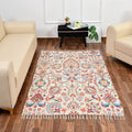 Homadorn Handmade Sustainable Printed Modern Dhurrie/Rugs/Carpet Colour Off white