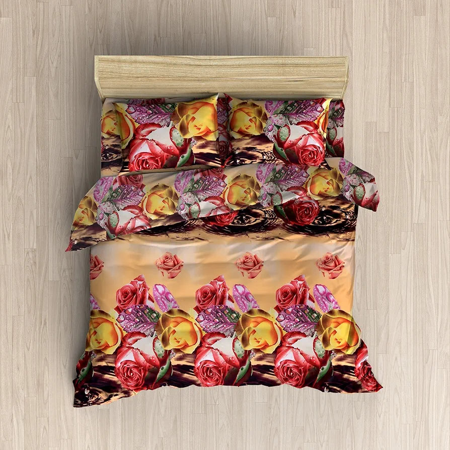 Homefab India 160 TC Polycotton Double Bedsheet with 2 Pillow Covers Floral Mulitcolor8