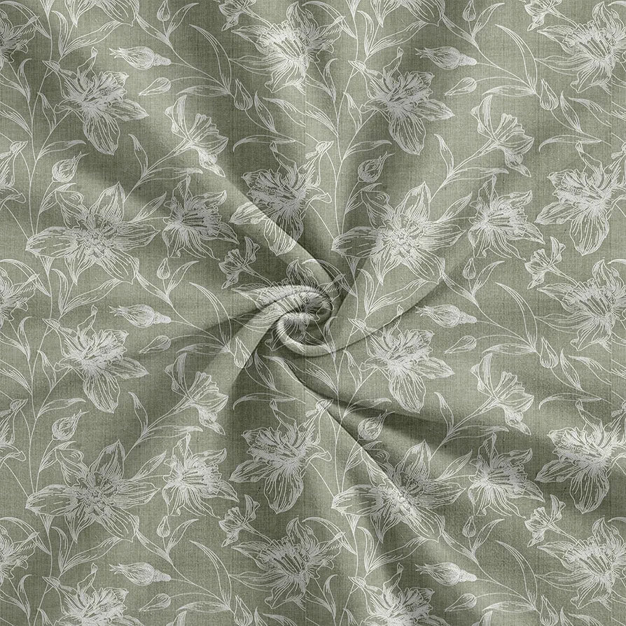 Trance Home Linen 100% Cotton 144TC Elastic Fitted Bedsheet Printed Queen Bed Size Elasticate Fitted Bedspread with 2 Pillow Covers Colour Serenity Misty Green