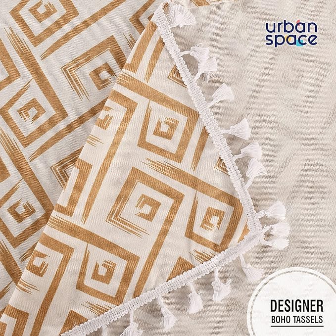 Urban Space Cotton Dining Table Cover 6 Seater Printed Cotton Table Cloth Colour Basics Taupe