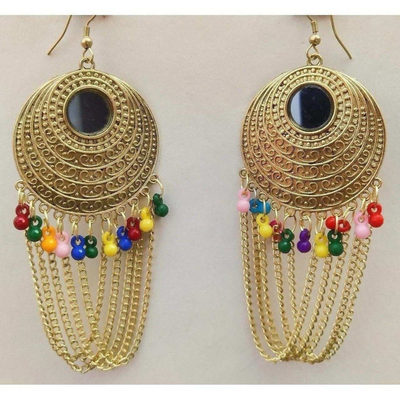 MS Fashion India Latest Traditional Gold-Polished Fashion Half Moon Earrings