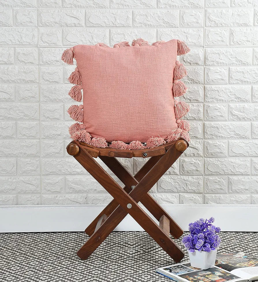 Homadorn Luxury Cotton Handmade Decorative Boho Throw Pillow Covers Colour Peach