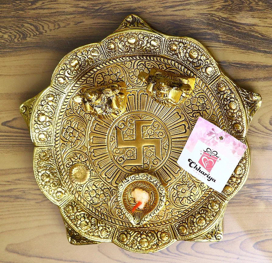 Chhariya Crafts Laxmi Ganesh With Pooja Thali and Deepak