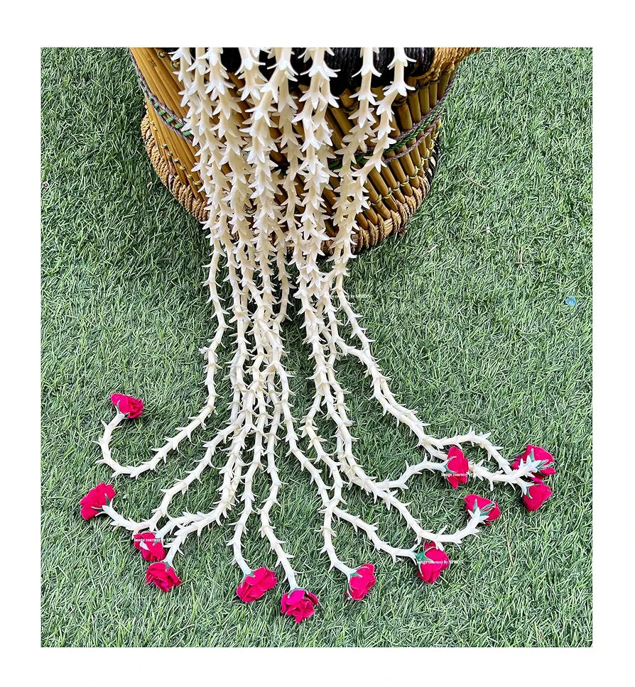 Artificial Rajnigandha Buds Rose Strings Approx 2.5 ft Height Dark Pink/Rani