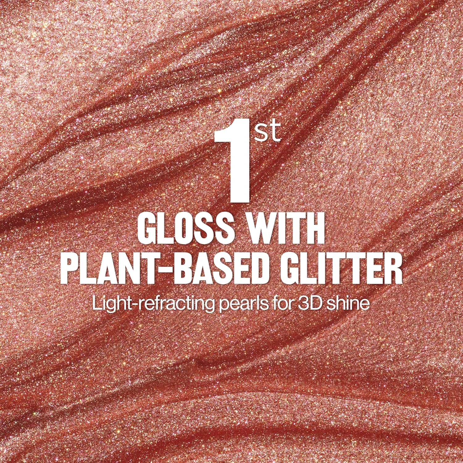 REVLON Super Lustrous Glimmer Gloss, Non-Sticky Lip Gloss, High-Shine Finish, Plant-Based Glitter, 005 Glazed Almond, 3.8 ml