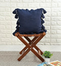 Homadorn Luxury Cotton Handmade Decorative Boho Throw Pillow Covers Colour Navy Blue