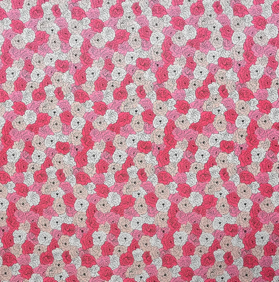 Homefab India 160 TC Glace Cotton Double BedSheet with 2 Pillow Covers Pink Floral