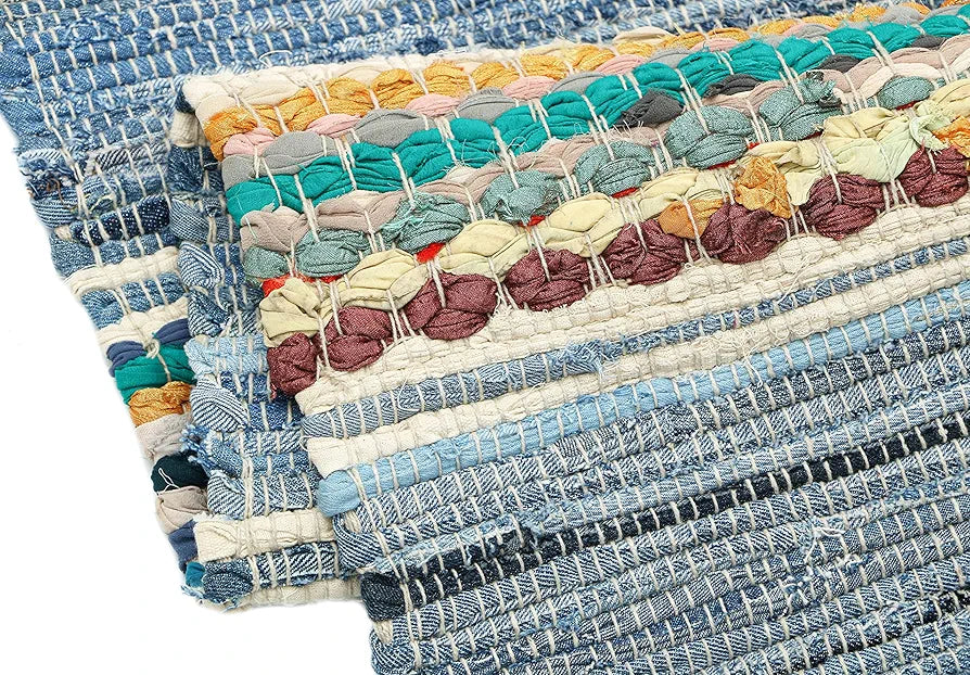 The Home Talk Handmade Cotton Carpets Tribal Contemporary Decorators Area Rugs Denim Blue