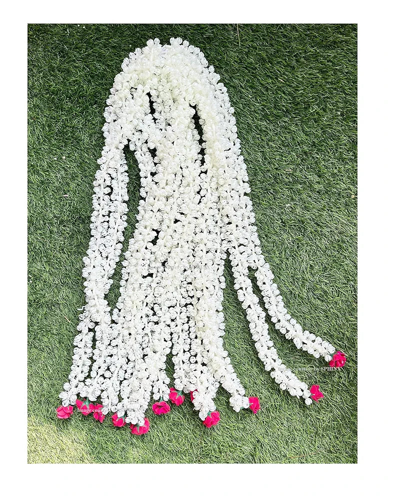 Artificial Jasmine Buds & Rose Strings Garlands Dark Pink