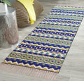 The Home Talk Handmade Cotton Carpets Tribal Contemporary Decorator Bedside Runner Beige