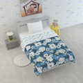 Divine Casa 120 GSM Microfiber Reversible Kids Single Bed Comforter Ultra-Soft Toddler Blanket Colour Celestial Blue