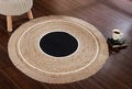 Sashaa World JuteRugs Indian Handmade Braided Round Carpet Colour Black & Beige