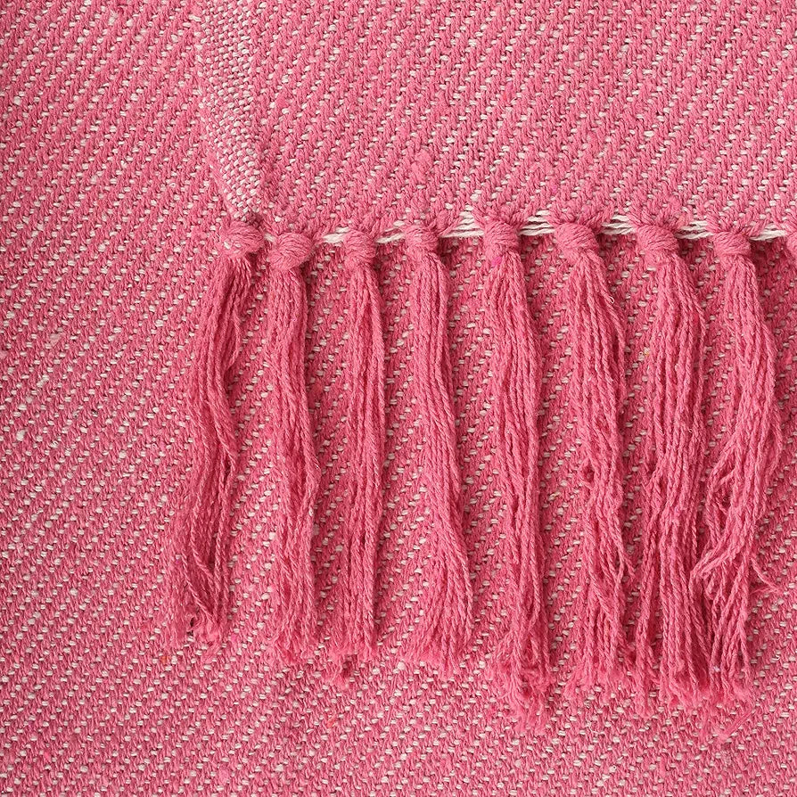 Cazimo Soft Cotton Throw Blanket with Tassel Fringes Soft Wrinkle & Fade Resistant All Seasons