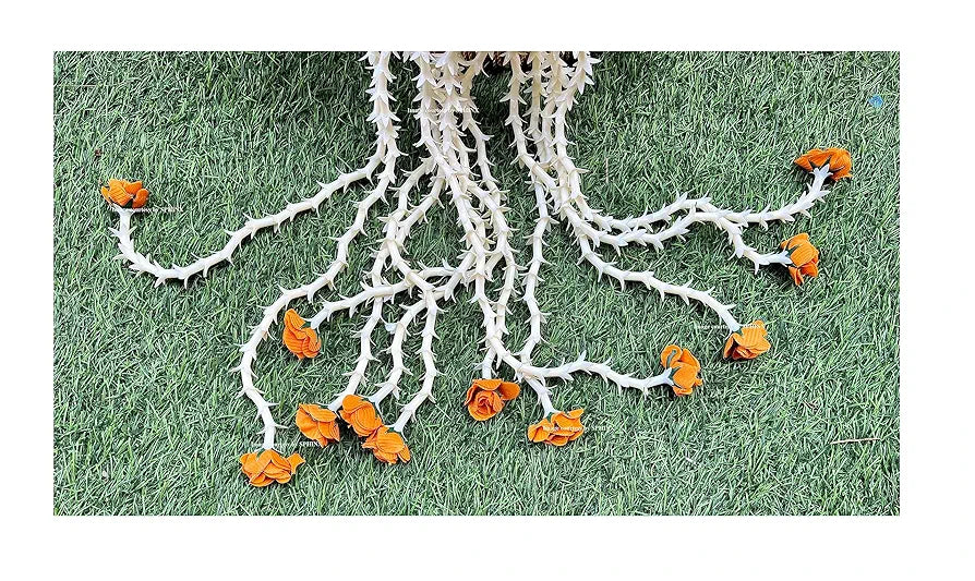 Artificial Rajnigandha Buds Rose Strings 2.5 ft Height Marmalade Orange