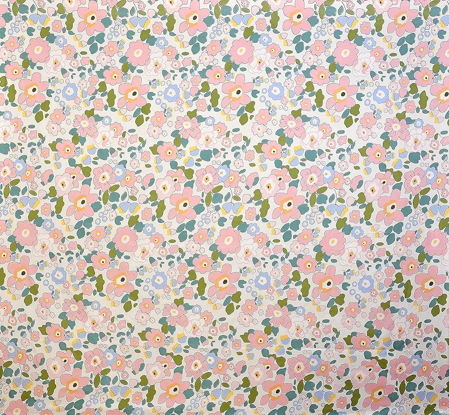 Homefab India 210 TC Glace Cotton Single BedSheet with 1 Pillow Cover Floral Pink