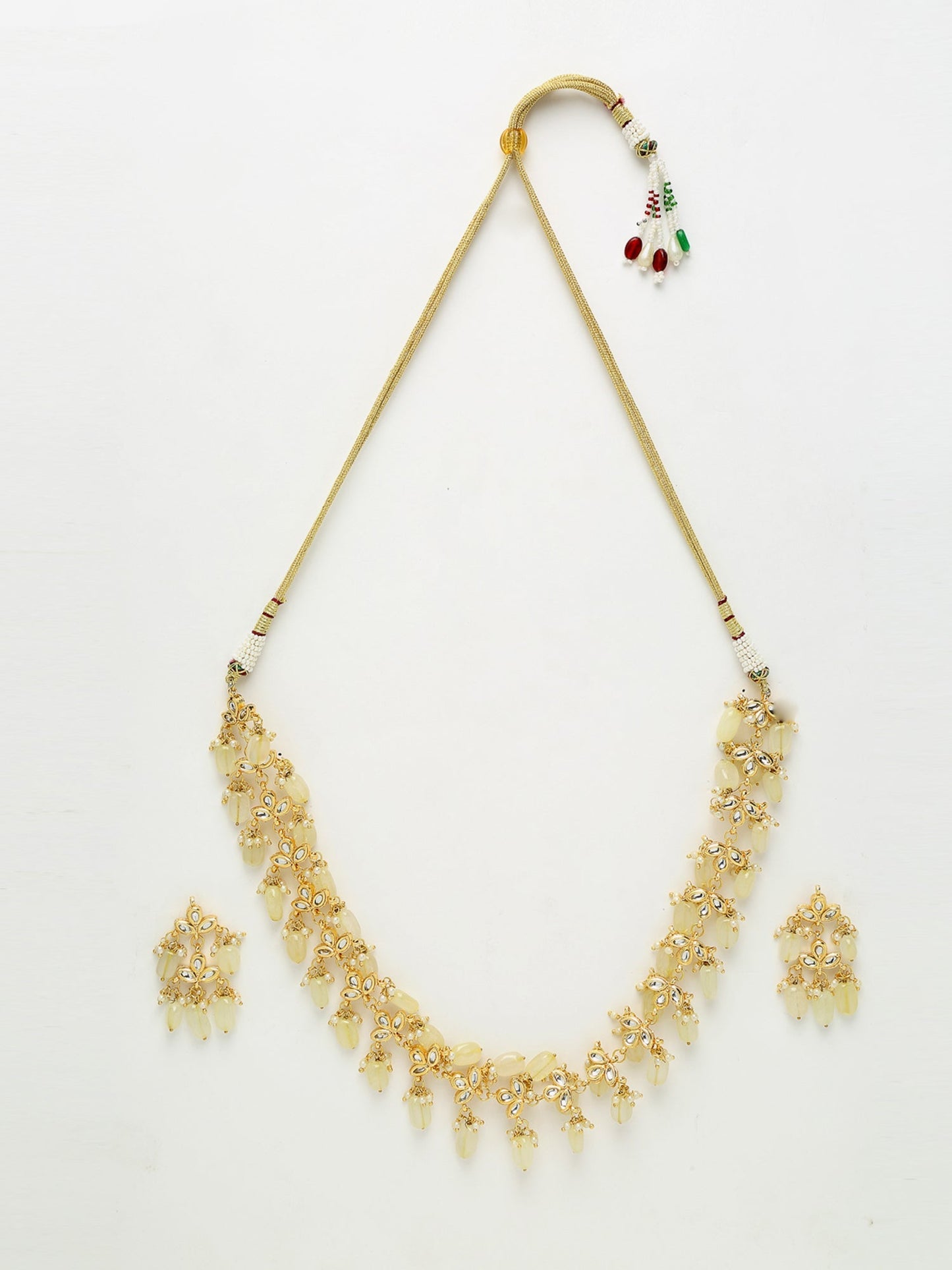 Kundan Neckpiece With Earrings - Ruby Raang