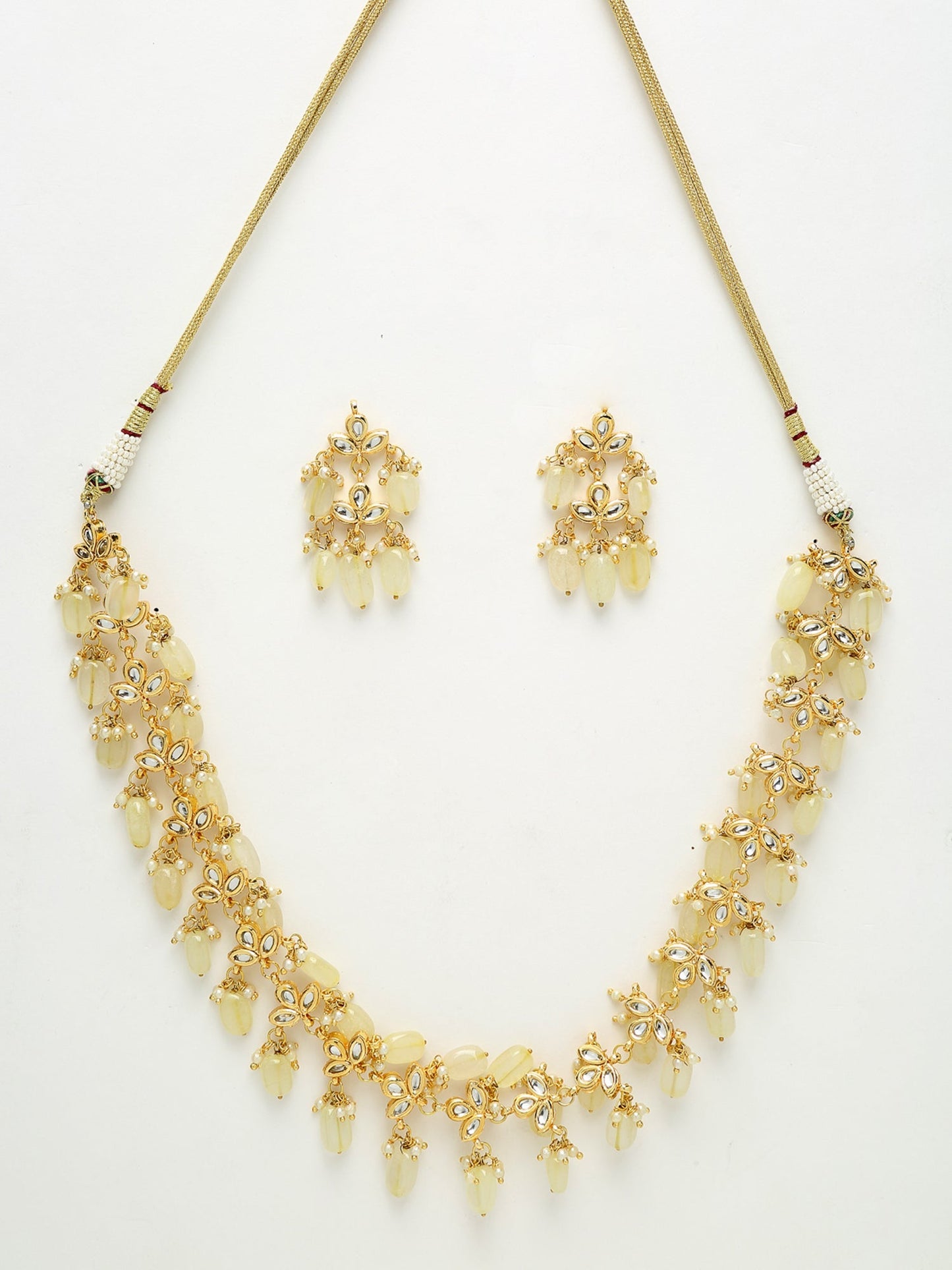 Kundan Neckpiece With Earrings - Ruby Raang