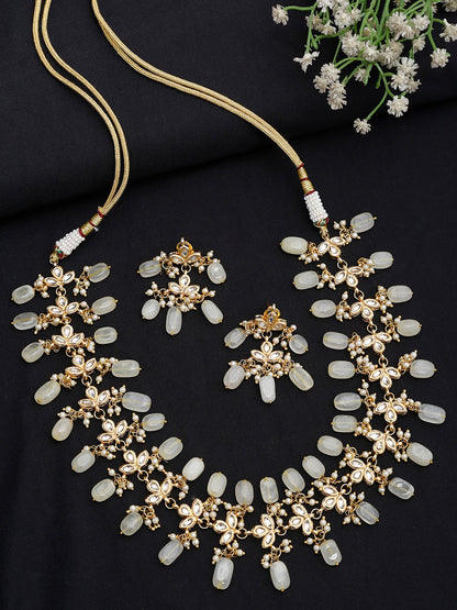 Kundan Neckpiece With Earrings - Ruby Raang
