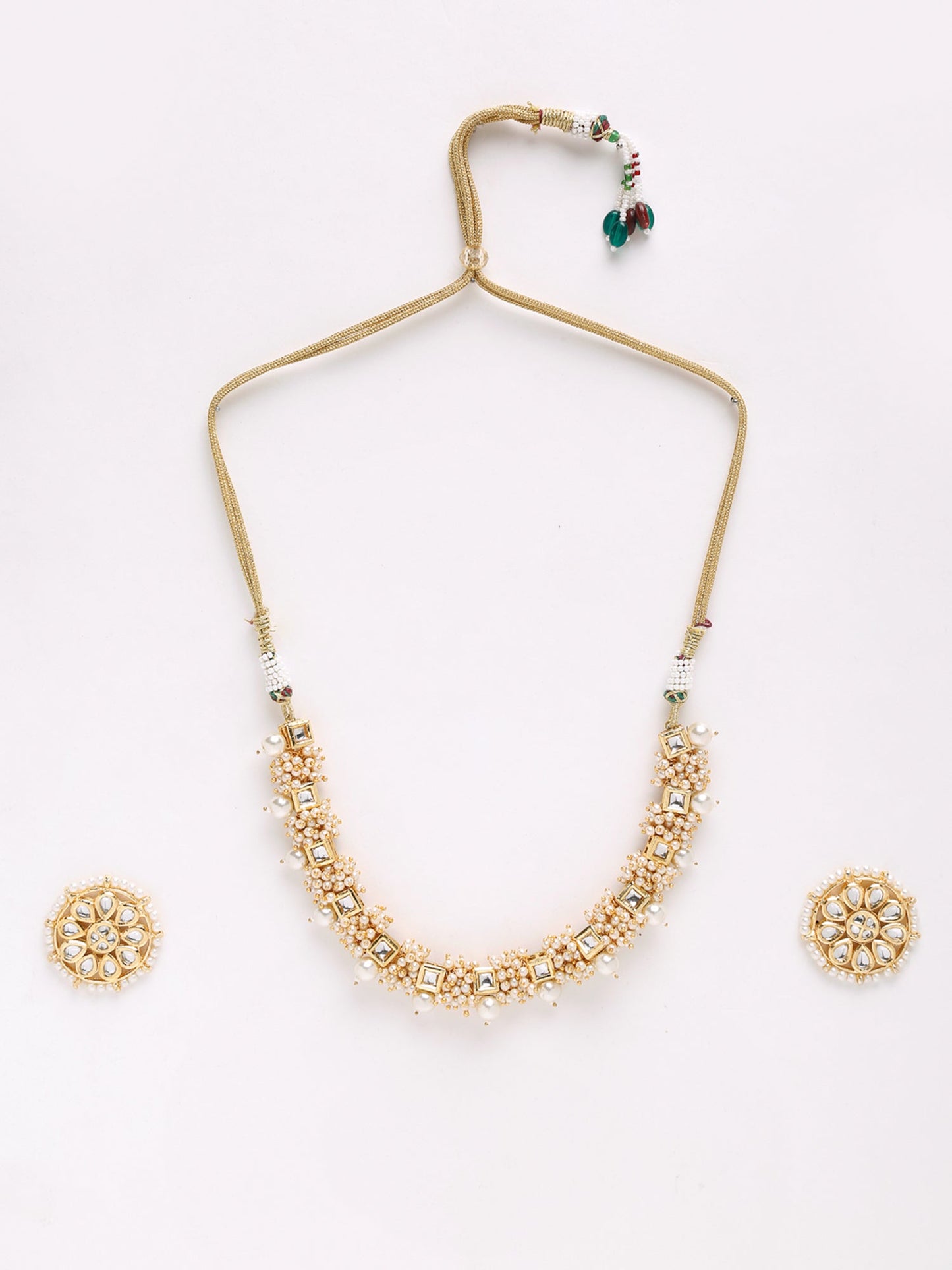 Pearl Kundan Choker With Studs - Ruby Raang