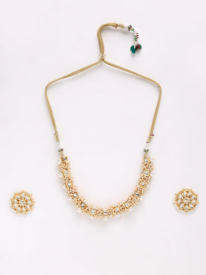 Pearl Kundan Choker With Studs - Ruby Raang