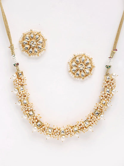 Pearl Kundan Choker With Studs - Ruby Raang