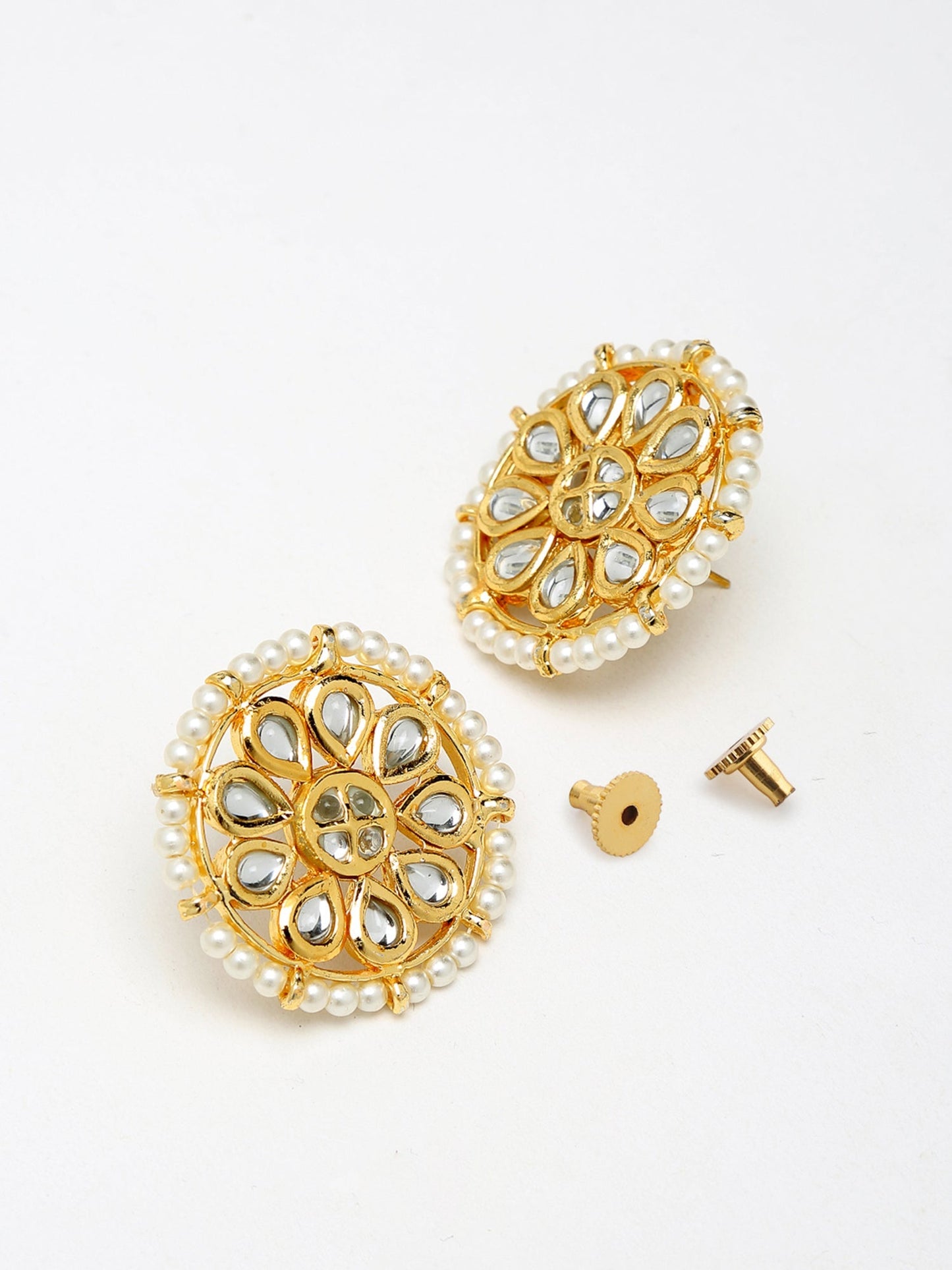 Pearl Kundan Choker With Studs - Ruby Raang