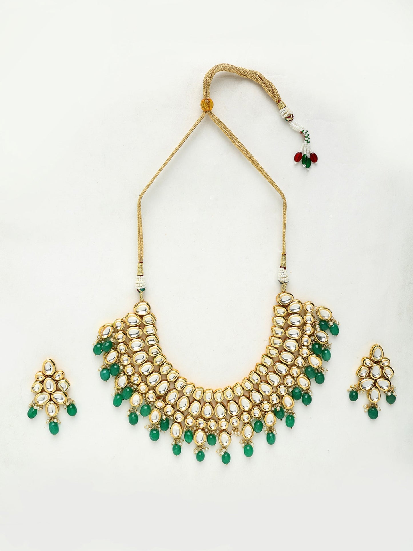Kundan Neckpiece With Earrings - Ruby Raang