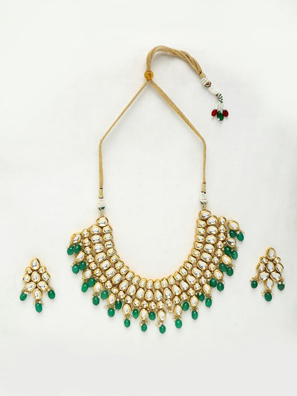 Kundan Neckpiece With Earrings - Ruby Raang