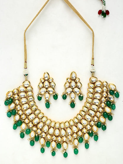 Kundan Neckpiece With Earrings - Ruby Raang