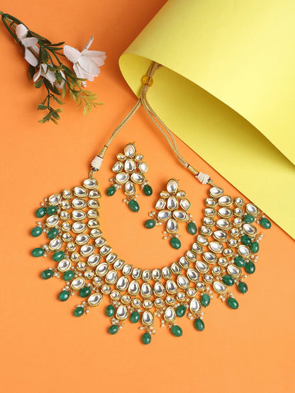 Kundan Neckpiece With Earrings - Ruby Raang