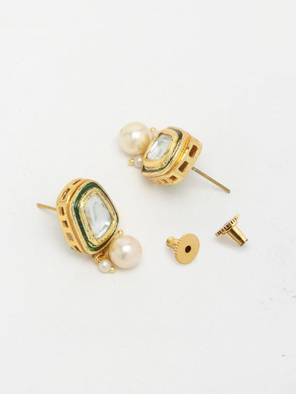 Stone Kundan Earrings - Ruby Raang