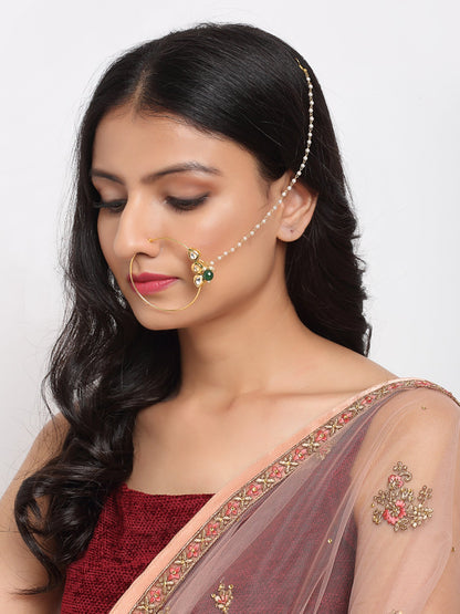 Kundan Nose Ring - Ruby Raang