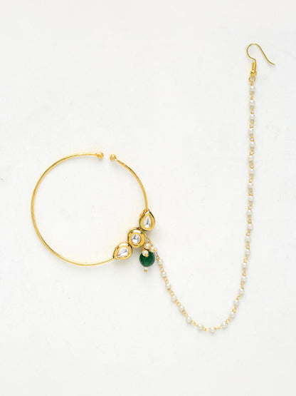 Kundan Nose Ring - Ruby Raang