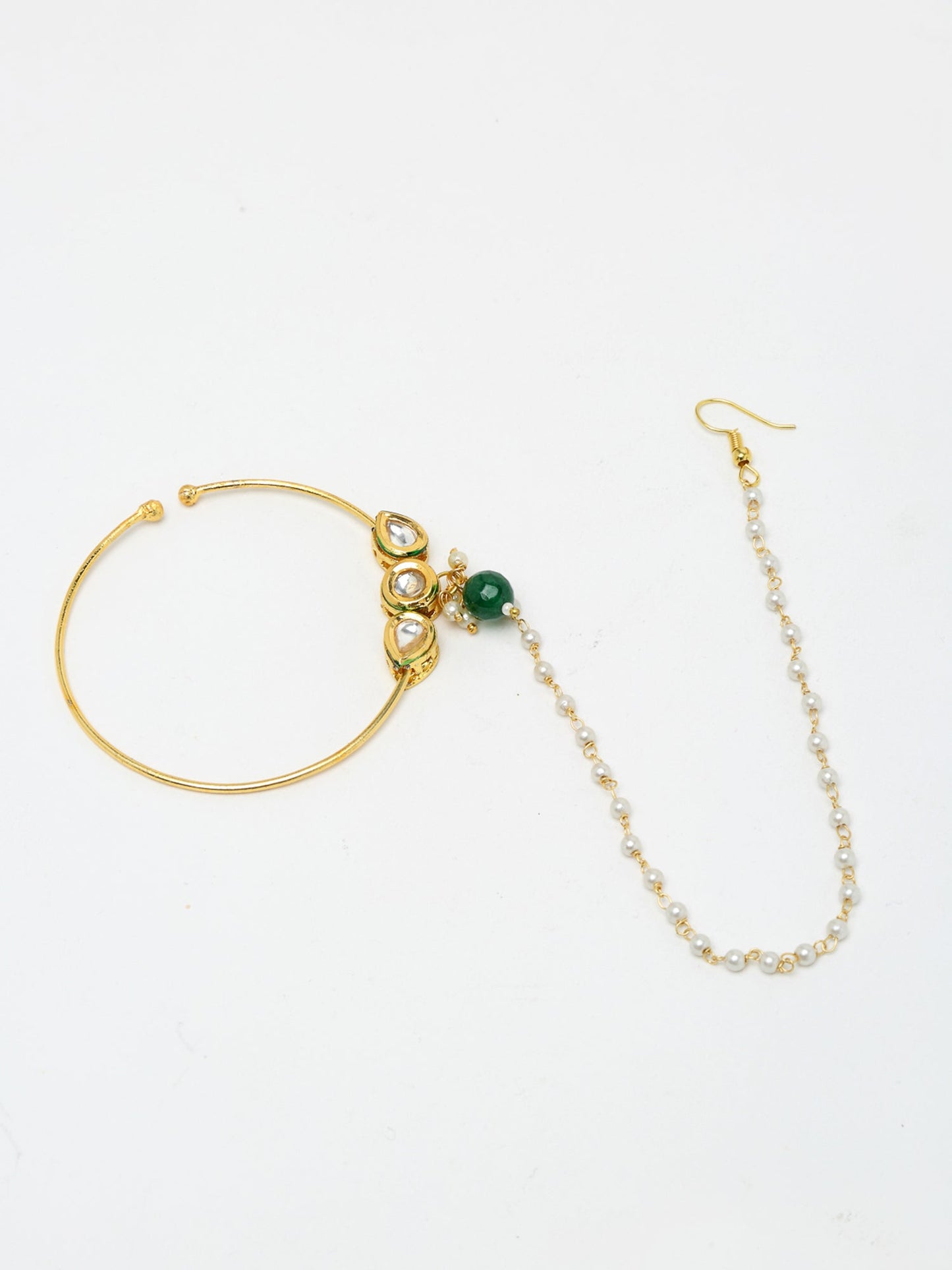 Kundan Nose Ring - Ruby Raang