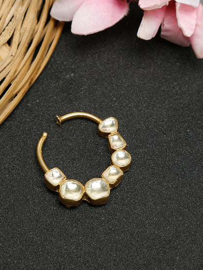 Kundan Nose Ring - Ruby Raang