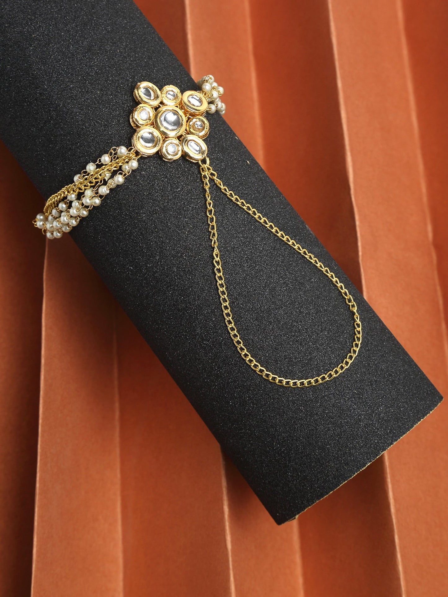 Kundan Hand Harness - Ruby Raang