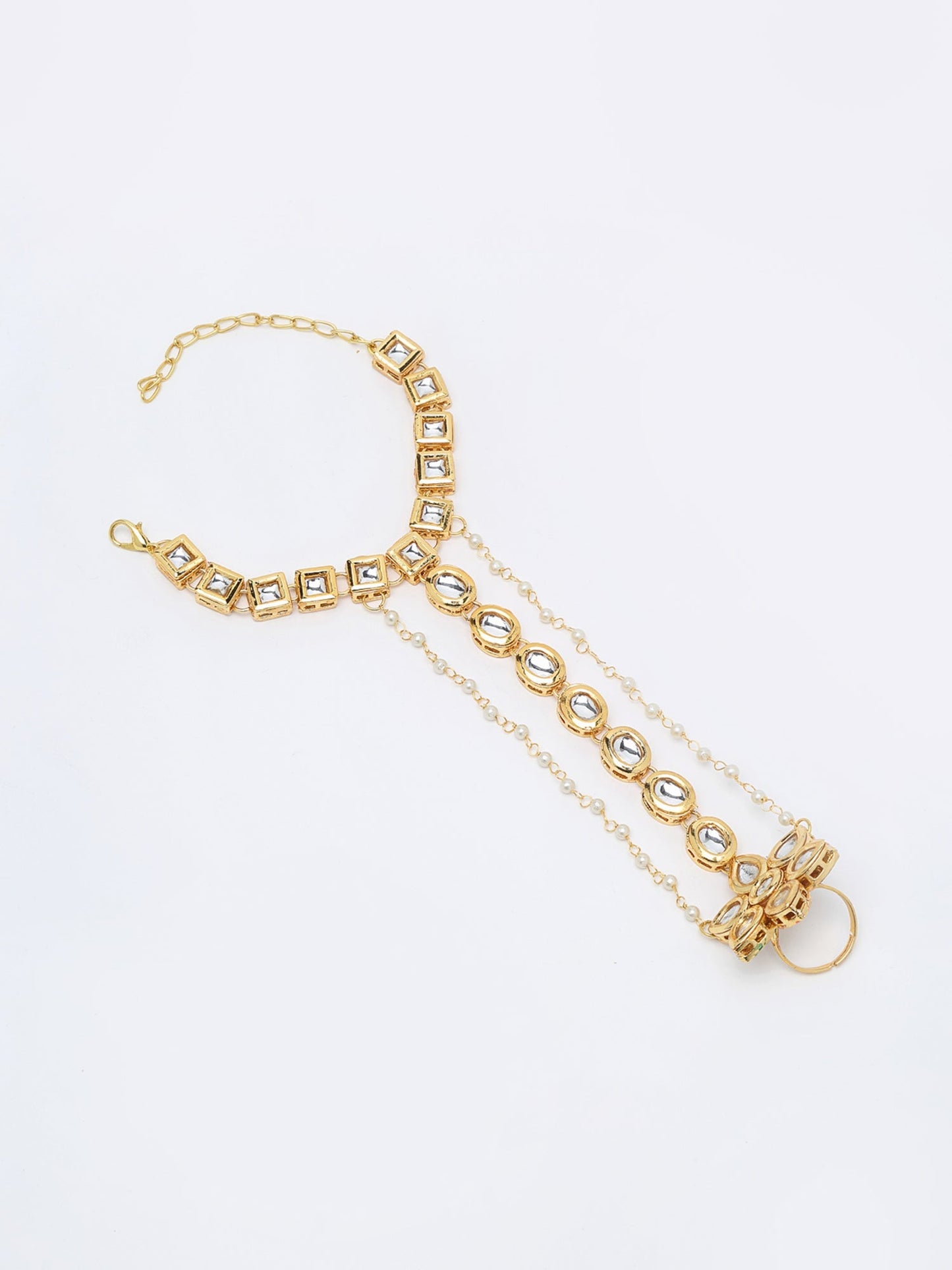 Kundan Hand Harness - Ruby Raang