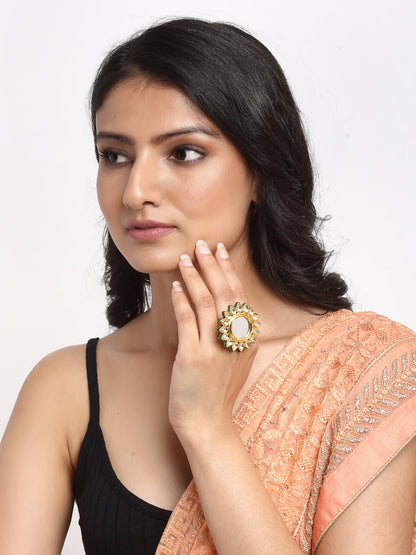 Kundan Cocktail Ring - Ruby Raang